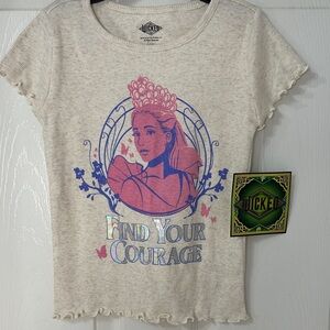 Hot Topic Cream Tee with Pink & Purple Princess Graphic
